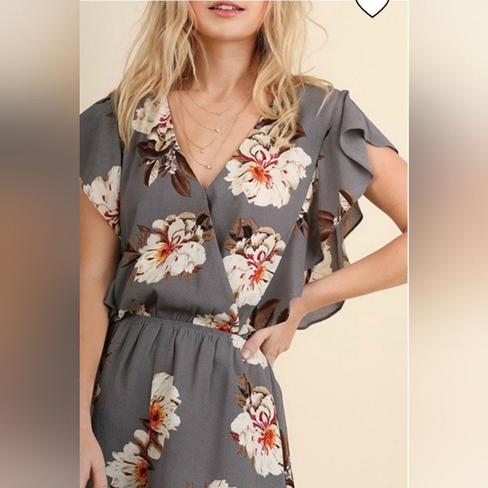 Umgee floral ruffled romper‎